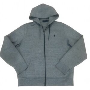 Polo Ralph Lauren Men’s L Gray Full Zip Hoodie Pony Logo Cotton Blend Designer